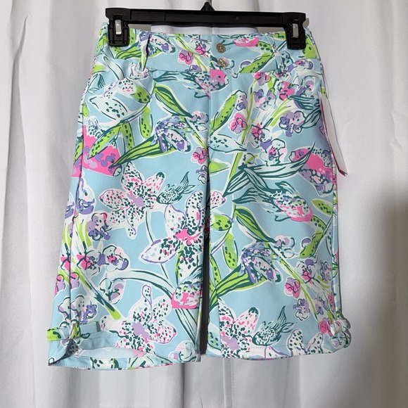 Lilly Pulitzer Pants - Lilly Pulitzer Fairway Performance Shorts 00 UPF 50+ Bali Blue Sway This Way NWT